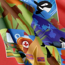 RUTA Silk Long Scarf Canada Voyage Closeup