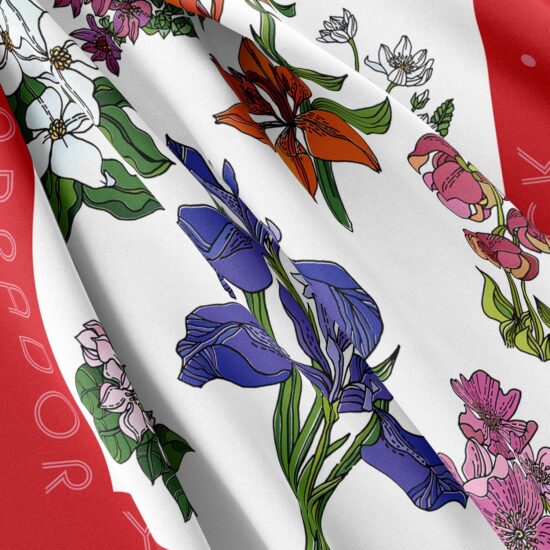 RUTA Silk Long Scarf Jardin Du Canada Closeup