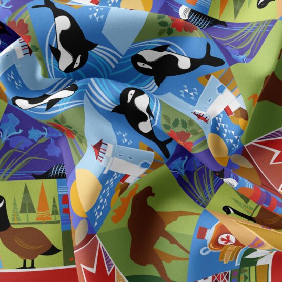 RUTA Silk Scarf Canada Voyage Closeup