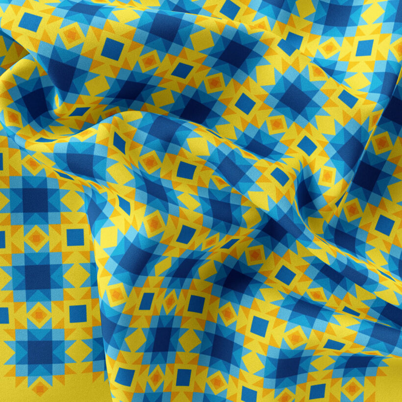 RUTA-Silk-Scarf-65-UA-Stars-Cornflowers(closeup) Ukrainian Cornflower Stars Silk Scarf Closeup