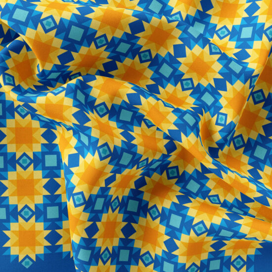 Ukrainian Sunflower Stars Silk Scarf Closeup